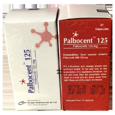 Αγορά Incepta、Beacon、DIL、Tlph、Everest、Pfizer Palbociclib PD-0332991 Palbocent 125mg*21 δισκία Καρκίνος του μαστούγια καρκίνο στο στάδιο 1 2 3 online manufacture